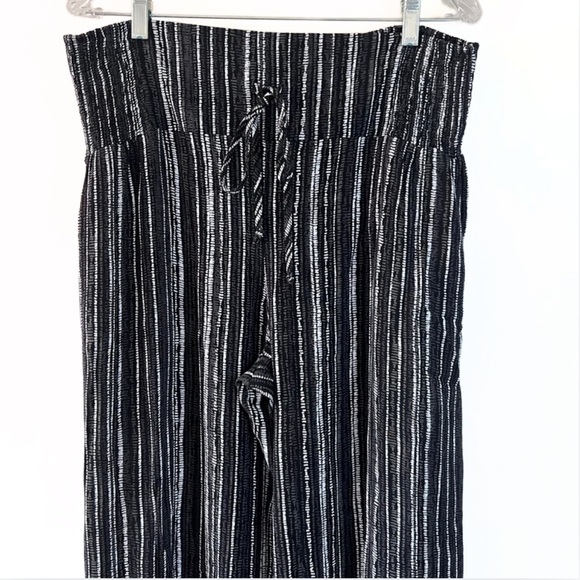 Hi Rise Wide Leg Smocked Wide Elastic Waistband Drawcord Pants Large - Picture 10 of 12